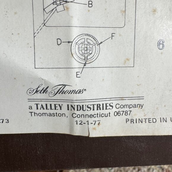 Vintage 1978 Jerome C. Ore Seth Thomas  Clock  Brass Movement & Roman Numerals - Picture 4 of 10